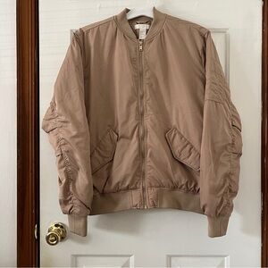 H&M Women’s Bomber Jacket Size 8 Medium Rose Gold Tan